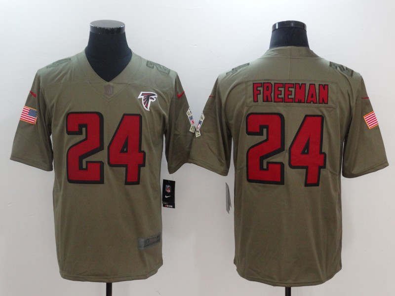 Men Atlanta Falcons #24 Freeman Nike Olive Salute To Service Limited NFL Jerseys->->NFL Jersey